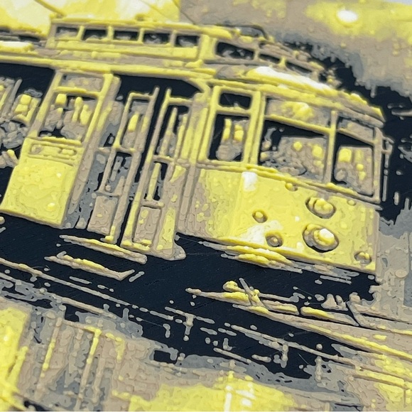 Tram Rainy Street Scene Wall Art, Textured Art - Picture 3 of 10